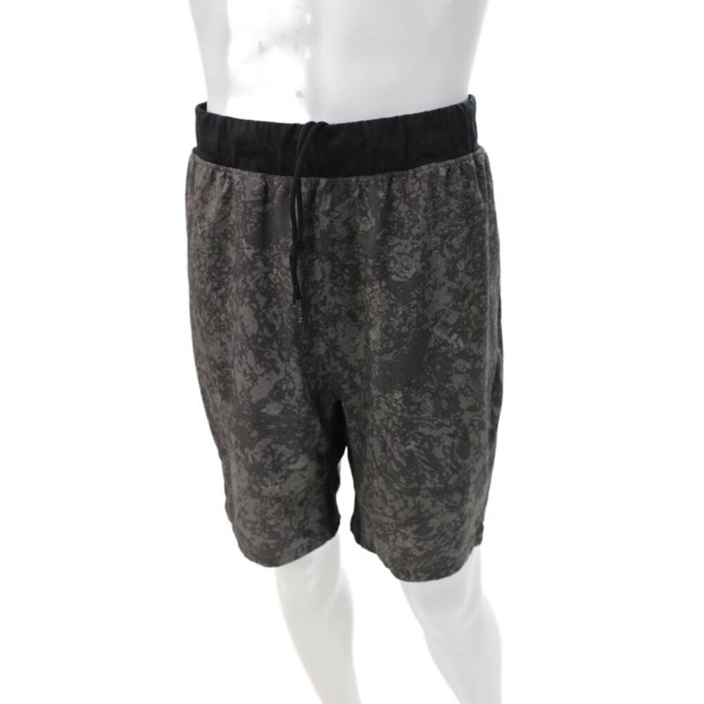 Zella Mens Athletic Gray Drawstring Polyester Spotted Shorts Size L